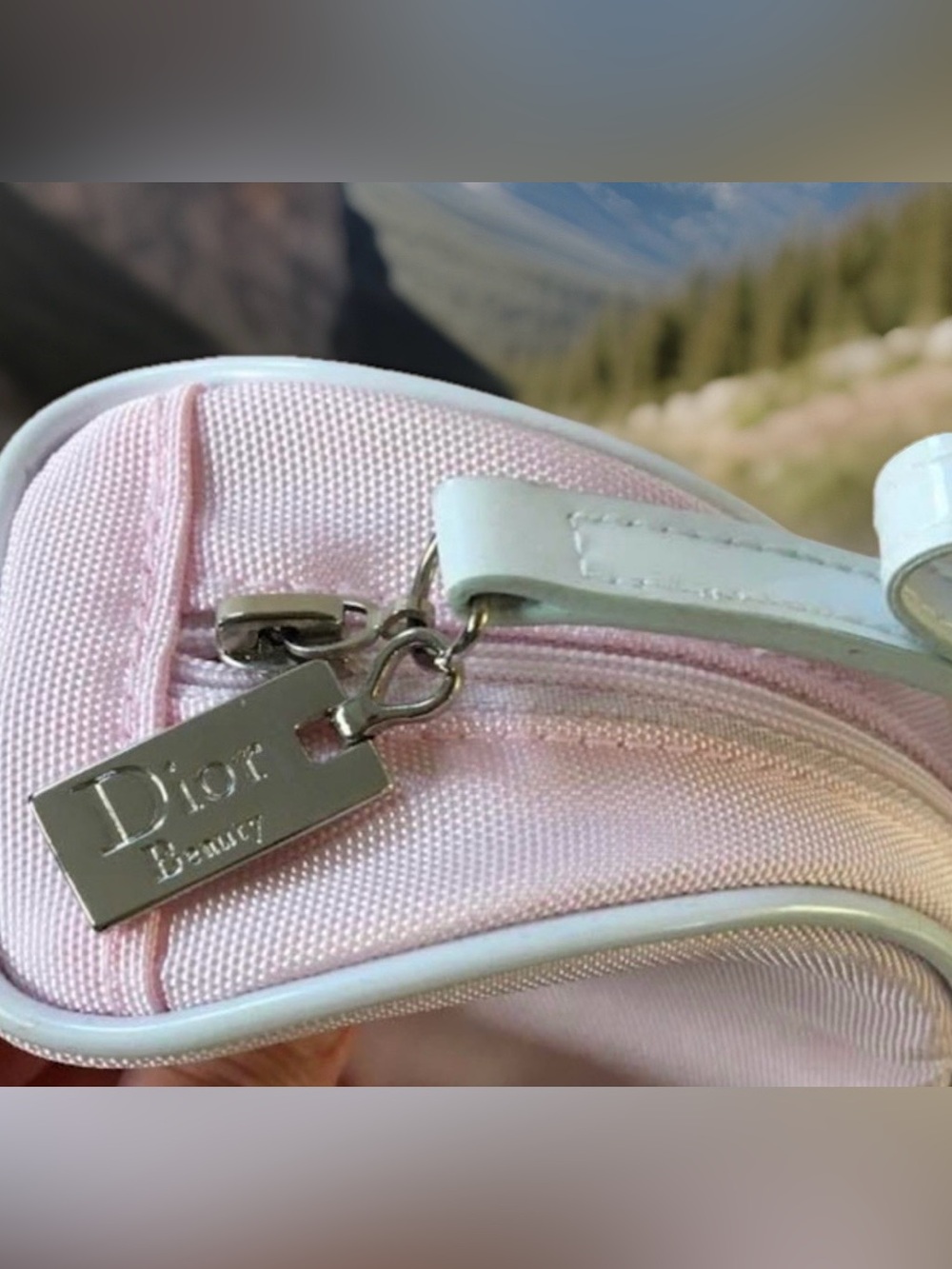 Christian Dior Pink/White Nylon #2 Trousse with Patent Bow Detail - Picture 3 of 10